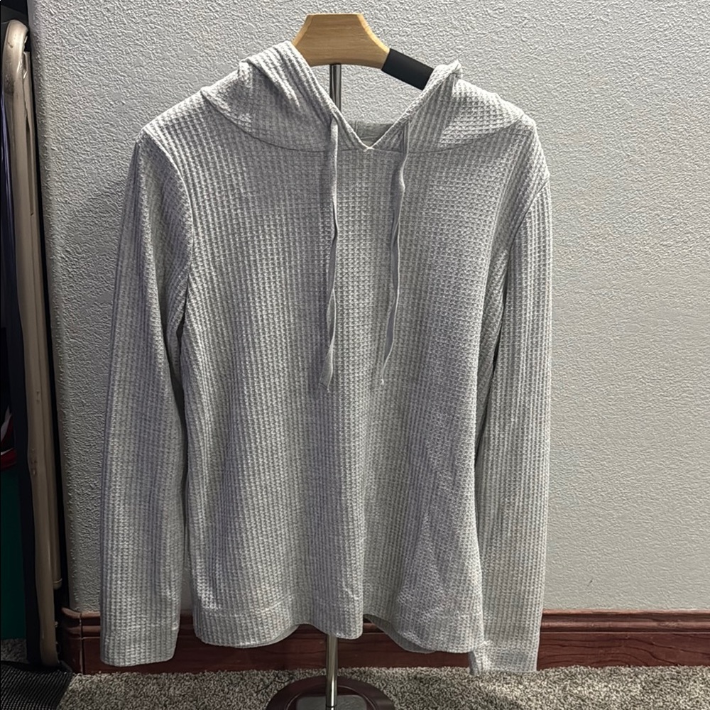 Gray Waffle Knit Hoodie